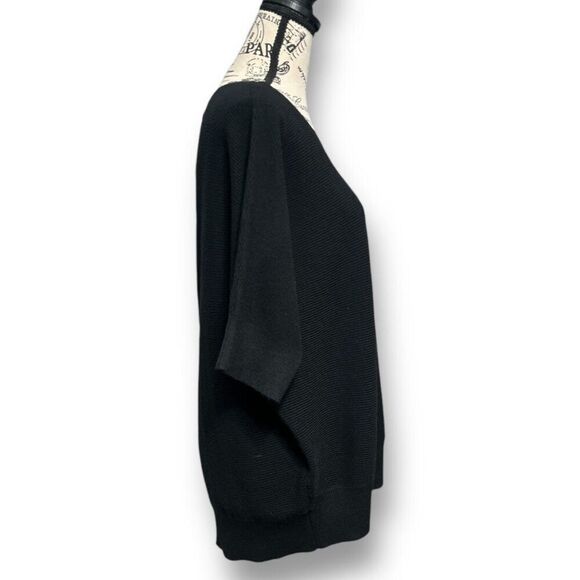 NWT Vila Milano XL Black Ribbed Knit Top Relaxed Minimalist Neutral Office Comfy - Picture 3 of 7